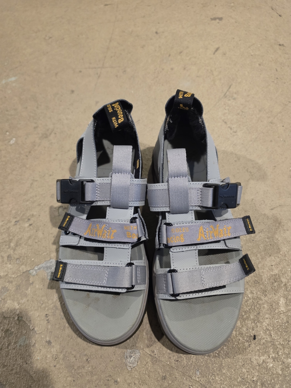 Kids Grey Strapped Sandals with Branding